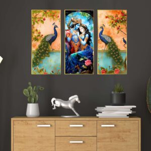 Set of Three large Wall Paintings for Wall Dacoration Golden Framed Wall Paintings for Living Room & Bedroom Wall Art for Home Decoration & Office Wall Dรฉcor (14x11 inch CH-LGD3-7)